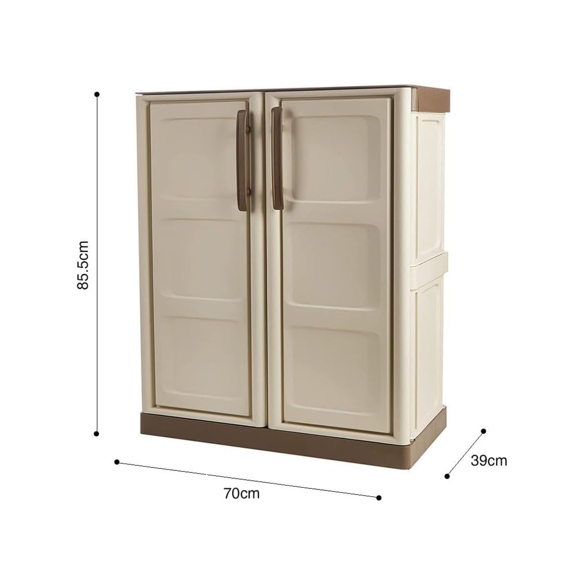 INTEC - Armoire de Rangement Garage Atelier - Armoire Basse 2 Portes et 1 étagère Polypropylène 70 x 39 x 85.5cm Charge 20 kg
