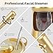 Facial Steamer, Nano Ionic Face Steamer with Extendable Arm for Deep Cleaning and Hydration, 360°Rotating Nozzle Face Humidifier, Portable Ozone Steamer for Beauty, Spa and Home Use（Golden）