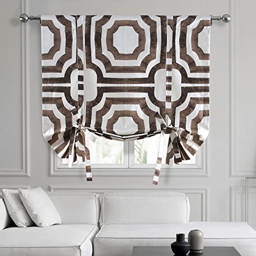 HPD Half Price Drapes Tie-Up Window Shade 46 X 63 Inch Mecca Printed Cotton PRTW-TUD23-63 (1 Panel), Mecca Brown