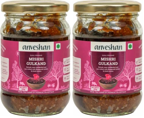 Image of Anveshan Pure Mishri Gulkand 300g|Sun-Cooked Rose Petal Jam|Holi Thandai Mix|Made With Indian Damask Rose Petals & Dhaagewali Mishri|Pure Taste Of Natural Ingredients|Refreshing thandai mix for holi