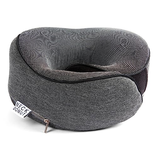 NECK DONUT – Neck Pillows for Travel – Airplane Pillow â Memory Foam for Kids & Adults â Travel Neck Pillow & Airplane Travel Essentials for Sleeping Support On Flight Or Car (Graphite Grey)