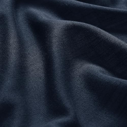 Image of Linen Navy Blue Curtains 108 inch Extra Long for Living Room Back Tab Light Filtering Semi Sheer Drapes Modern Farmhouse Coastal Decor Textured Curtain for Floor to Ceiling High Window 52x108