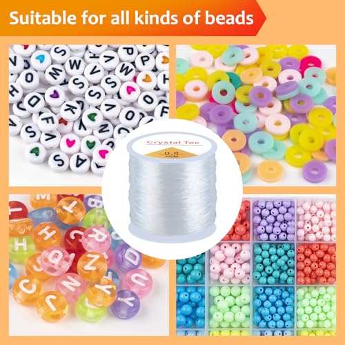 Image of 0.8mm Stretchy Elastic String, Clear Fishing Wire for Hanging, 100m Crystal Elastic Cord for Bracelet Beading Jewellery DIY Making Crafts Bracelets Necklaces
