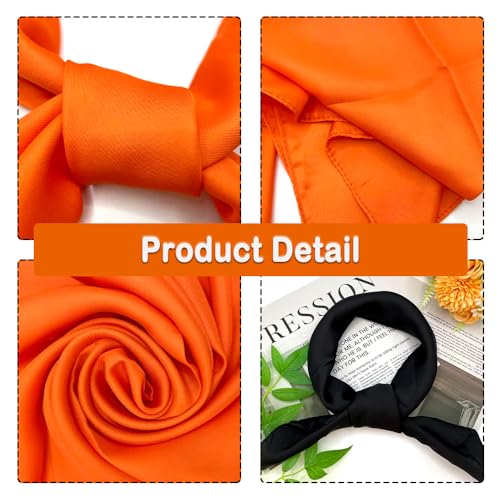 2 Packs Satin Neck Scarf 27.6 Inch Solid Square Neck Scarves Handkerchief for Women Halloween 80s Party Accessory3