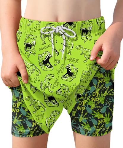 Boys Summer Beach Swim Trunks Compression Liner Adjustable Drawstring Board Shorts 6-16 Years