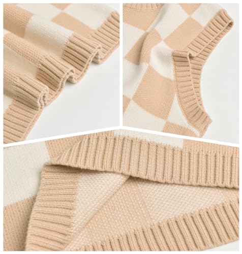 Image of Women's Sweater Vest,Y2K Sleeveless Pattern Preppy Style Knitted Crop Tank Top for Girl
