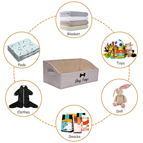 Geyecete Foldable Fabric Trapezoid Organizer Boxes - Collapsible Dog Toy Basket (Light Brown-DOG) - Image 5