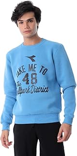 بلايز سويترز للرجال كم طويل قبة دائرية من ديادورا ، بيبي بلو، ازرق، خامات متعددة، M