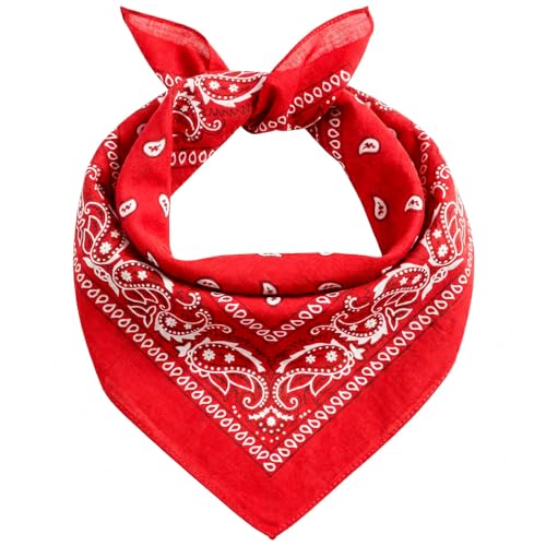 AURAE Bandana Rouge - 100% Coton & Fibres Naturelles - Foulard Rouge Sans Polyester - Qualité Supérieure - Doux, Durable et Lavable en Machine - Bandana...