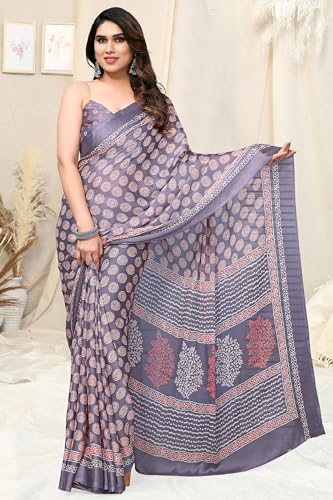 Image of MIRCHI FASHION Saree for Woman | Chiffon Block Printed Lightweight Daily Wear Sarees with Blouse
