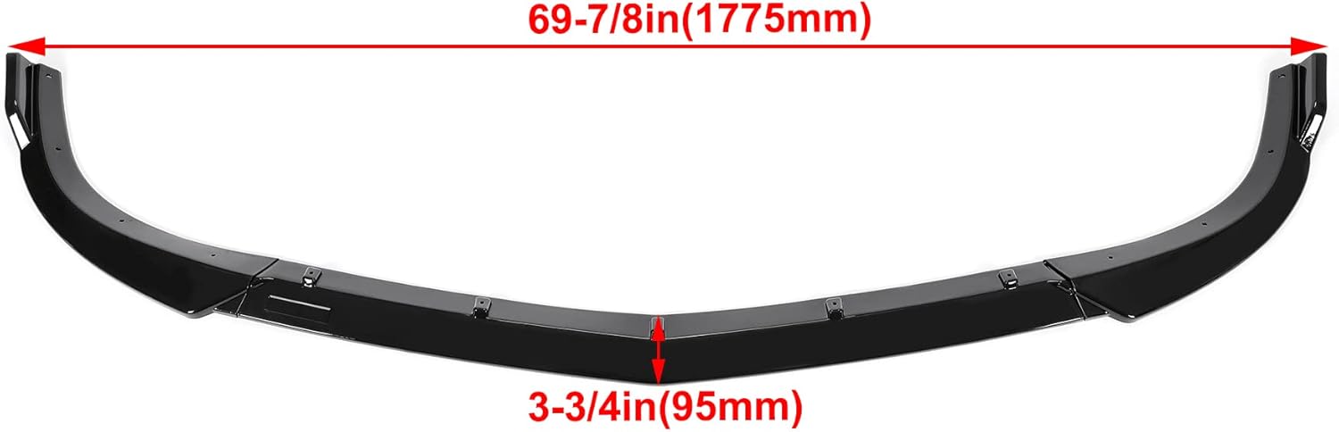 KUAFU 3Pcs Front Bumper Lip Splitter Compatible with 2012-2014 Mercedes Benz W204 C180 C200 C220 C250 C300 Sport Models Under Chin Spoiler Air Dam (Black)