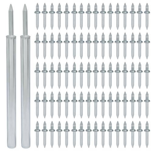 Murtenze 200 Pcs Double-Head Skirting Thread Seamless Nail, Double Head Nails Skirting Line, Invisible Screws for Solid Wood Baseboard (with 2 Installation Barrels)