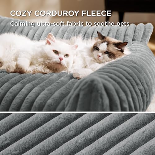 BEDSURE Katzenbett groß orthopädisches Katzensofa - 61x46x25cm Hundesofa kleine Hunde waschbar Katzencouch, rutschfeste Katzenbett flauschig, dunkelgrau