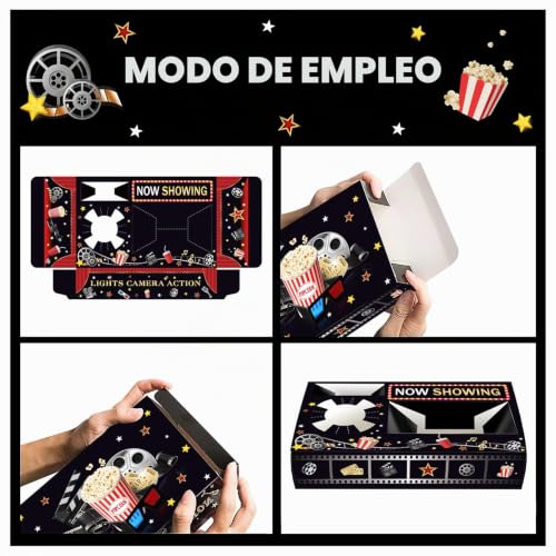 Miniatura 3 de Doukesh 12 Bandejas De Aperitivos De Noche De Cine, Bandejas De Papel Para Aperitivos, Cajas De Aperitivos De Papel, Para Recuerdos De Fiesta Temática De Cine,Fiesta De Cumpleaños, Fiesta Familiar.