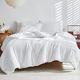 WARMDERN Queen Comforter Set White Boho Stripe Comforter Lightweight Microfiber Down Alternative Com