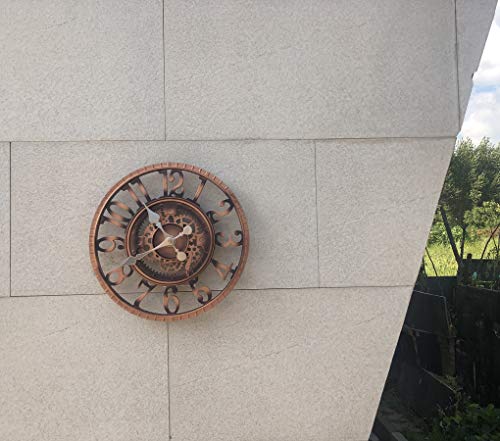 KUNY Outdoor Grosse Retro Gartenuhr Wetterfest, Badezimmeruhr Groß Vintage Dekorativ Ornament Wanduhr mit ohne TickgeräUsche Moderne Uhr