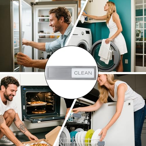 Mewflew Clean Dirty Schild für Spülmaschine – Selbstklebender Schiebe-Indikator aus Edelstahl – Leicht anzubringen, Kratzfest & gut lesbar – Für Küche, Büro, WG