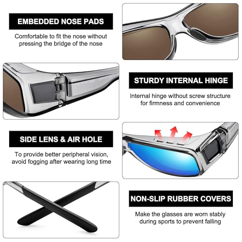 Image of URUMQI Polarized Sunglasses Fit Over Glasses for Men Women, Wraparound Sun Glasses UV400 Protection for Driving Fishing