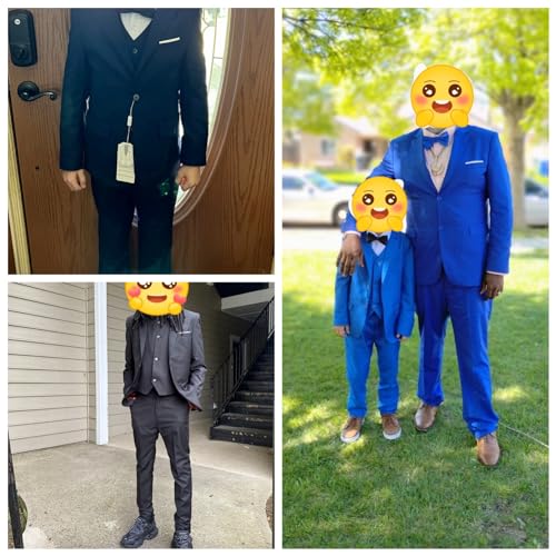 Image of Boy Suits 5 Pieces Formal Suit Set with Adjustable Waist Kids Dress Suit for Wedding Prom