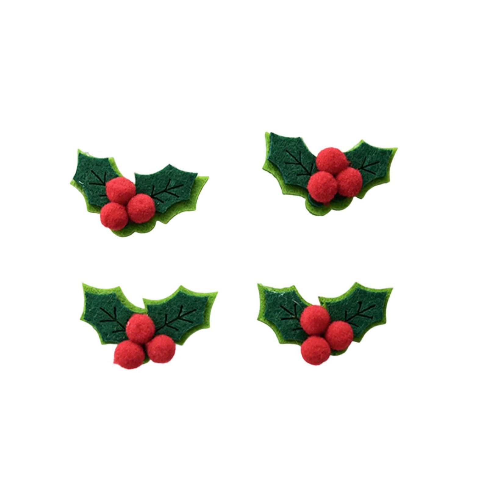 Tsophreniq Of 4 Celebratory Fabric Bow Garnishes with Needle Particulars for Traditional Holiday Handicrafts Christmas Bow Garnishes