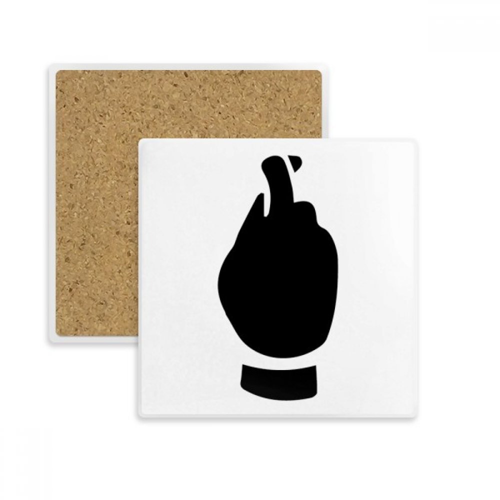 Dessous de verre carré en pierre absorbante motif silhouette noire