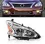 BoardRoad Headlight Assembly Compatible with 2013 2014 2015 Nissan Altima 4-Door Sedan Halogen Headlamps Replacement Chrome Housing Right Passenger Side