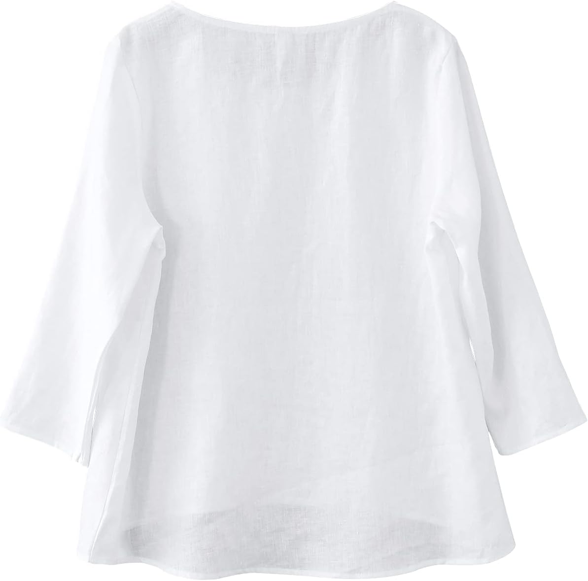 Amazhiyu Women's Linen 3/4 Sleeve Blouse Crew Neck Summer Casual Tops Loose Fit - Image 5