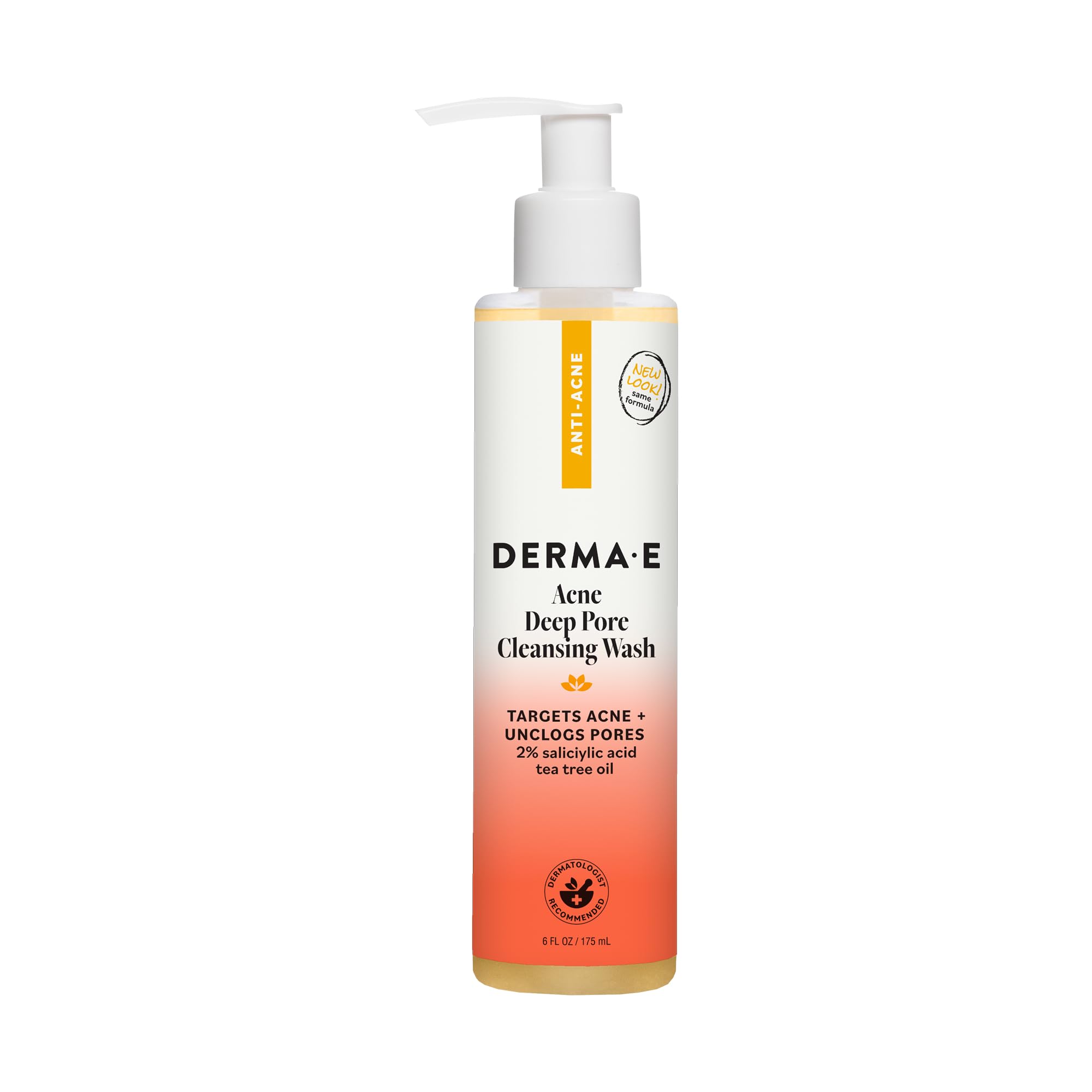 Derma E Acne Deep Pore Cleansing Wash – Blemish Control Facial Cleanser with Salicylic Acid - Gentle Oil Control Face Wash Soothes and Balances Skin, 6 fl oz