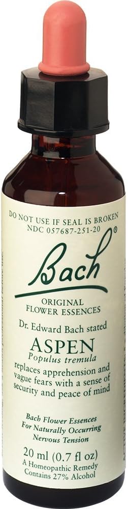 Bach Original Flower Remedies, Aspen - Feel Secure - Natural Homeopathic Flower Essence for Emotional Balance - Vegan, Gluten Free, Sugar Free - 20mL Dropper