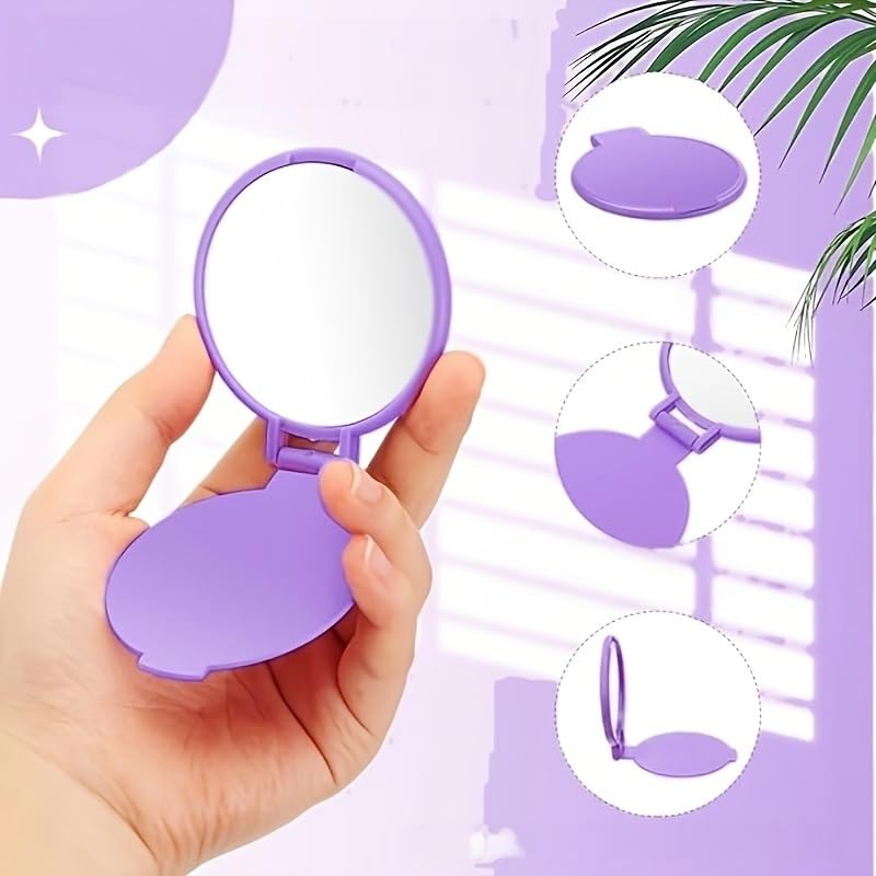Set de 10 espejos de maquillaje plegables morados miniatura 6