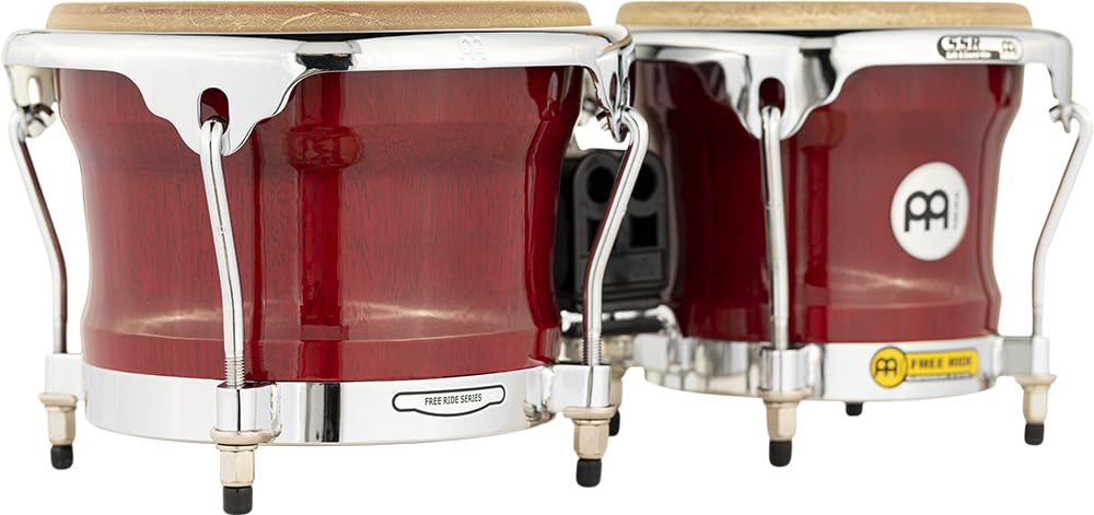 Meinl Percussion Professional Series Bongos, Rot (FWB400CR) | 2 Handtrommeln, 7 und 8,5 Zoll, Inklusive Stimmschlüssel, Siam Eiche