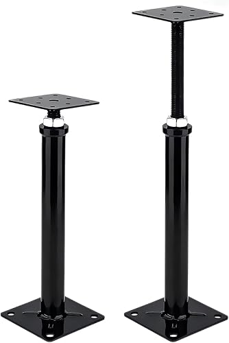 Paquete de 2 gatos de piso ajustables, mini gato de tornillo, gato telescópico para soporte temporal, poste de 12 a 16 pulgadas (negro).