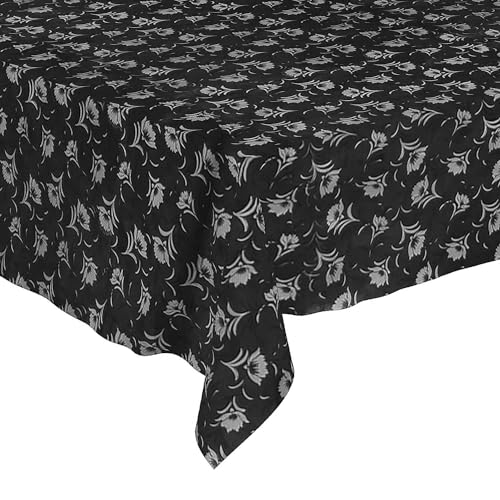 Image of PVC 4-6 Seater Square Center Dining Table Cover | Waterproof, Self Design (54 inch x 54 inch, Black, Grey, White)