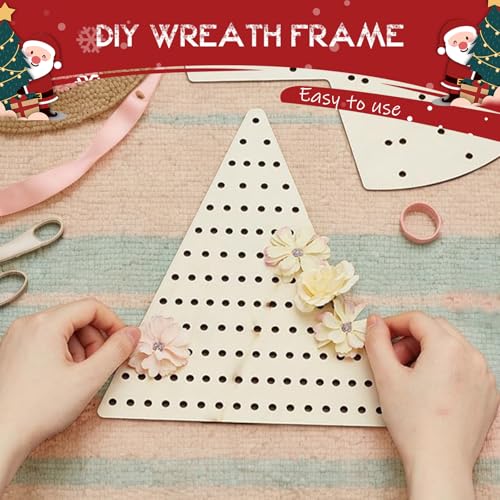 Aro floral colgante de madera triangular sin terminar para decoración artesanal 5