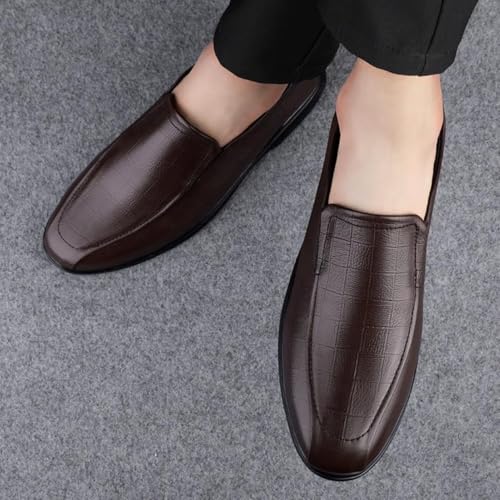 YZABEL Men's Leather Low Heel Business Dress Shoes Lace-Up Comfortable Non-Slip Dress Sneakers Plus Size Casual Business Pointed Toe Suit Shoes 5