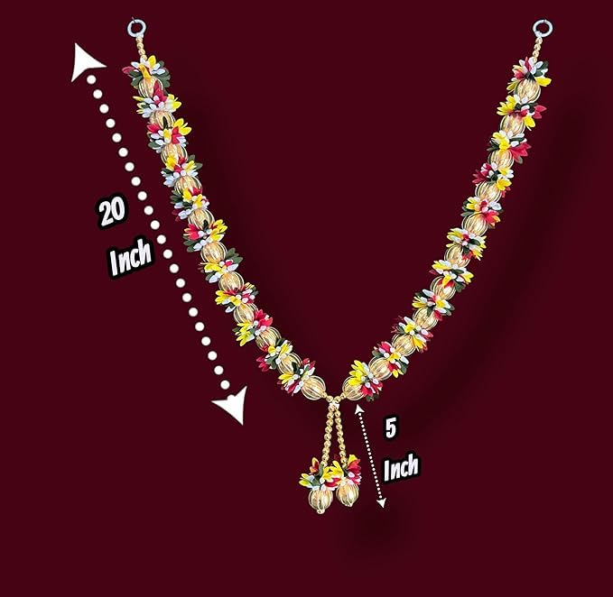 Image of iHandikart Artificial Flower Garland Pack of 1 for God Idols & Pooja Room, White Mala for Temple, Festivals, Weddings & Home Decoration Size (27 Inch)
