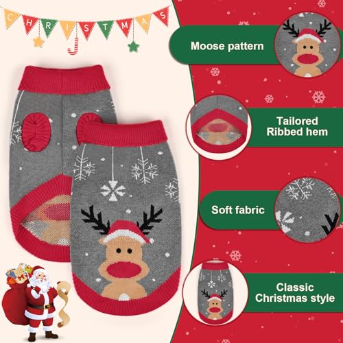 FWLWTWSS Weihnachten Hundepullover, Winter Warmer hundepulli Sweater mit Rollkragen, Geschenke für kleine und mittelgroße Hunde Medium