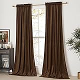 NICETOWN Thermal Insulated Brown Velvet Curtains, Sound Reducing Heavy Matt Solid Room Darkening...