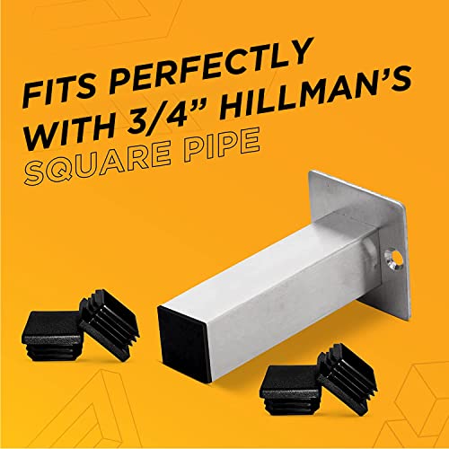 Prescott Plastics 3/4" - 0.75" Square Plastic Hole Plugs, Chair Leg Inserts, Black End Caps For Metal Tubing, Fences, Glide Protection From Chair Legs And Furniture (10 Pack) #TOP3