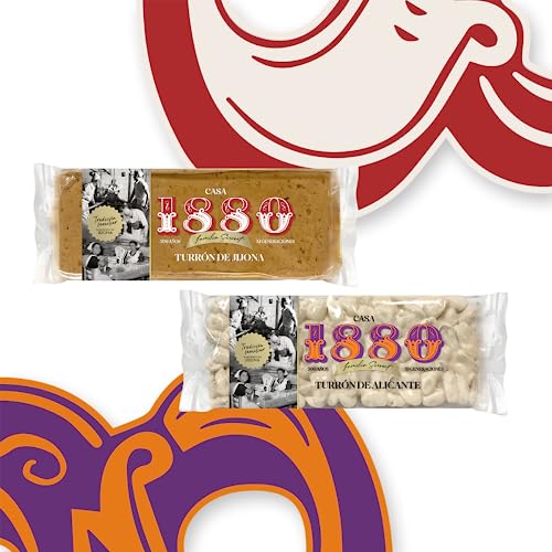 1880 – Turrón de Jijona in „Rilsan“-Verpackung, höchste Qualität, typische Weihnachtssüßigkeit, handwerklich hergestelltes Rezept, 300 g