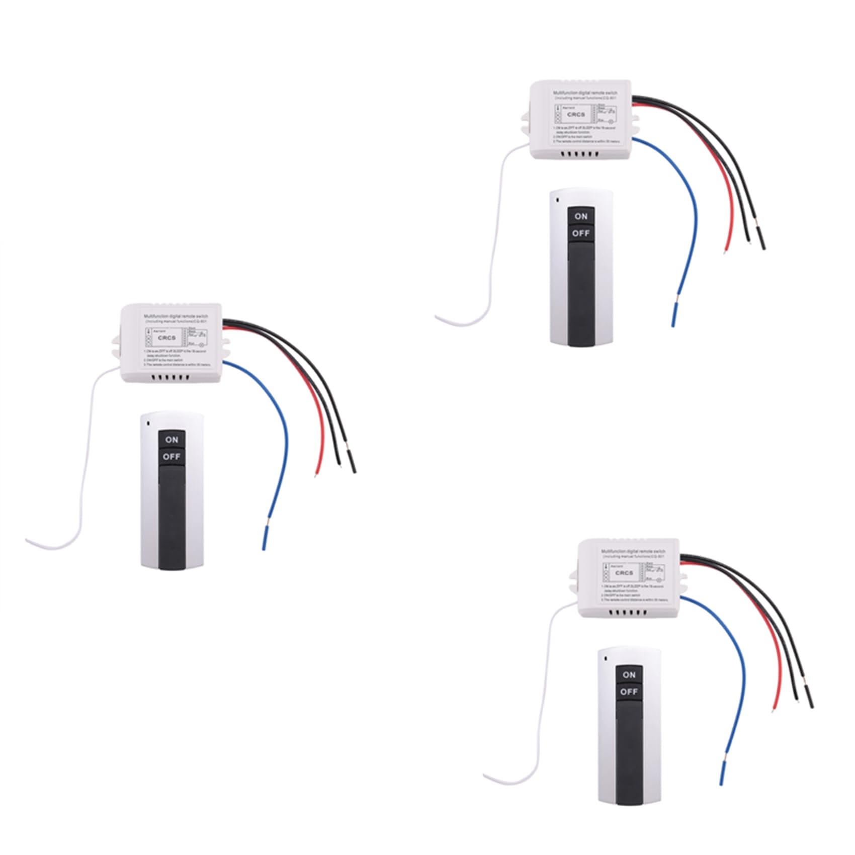 Jnchdghwa White 3X Channel With Digital Transmitter 220V On/Off 1 Switch Wireless Relay Receiver Remote Control Light Lamp