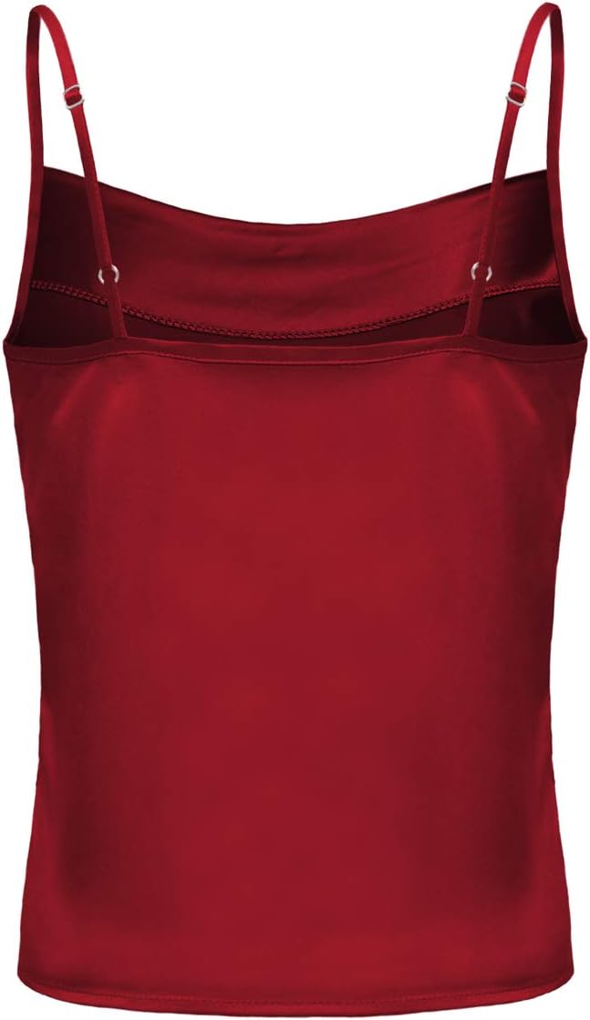 Women's Silk Satin Camisole Cowl Neck Tank Top Cami Silky Basic Tank Shirt Blouses - Image 4