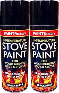 400ML Ultra High Temperature Heat Resistant Matt Black Metal, Wood, Plastic, Ceramic Aerosol Spray Paint Cans for BBQ Grill Stove Engine Exhaust (2)