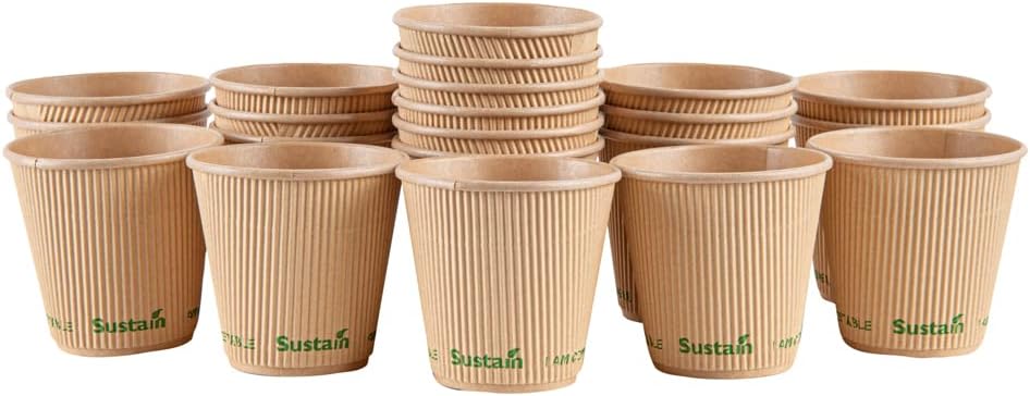 Restaurantware Paper Coffee Cups 8 Ounce Pack of 25 Insulated Ripple Wall Coffee Hot Beverage Cups Leak-Resistant Kraft For Cafés, Coffee Shops, Bakeries - Image 2