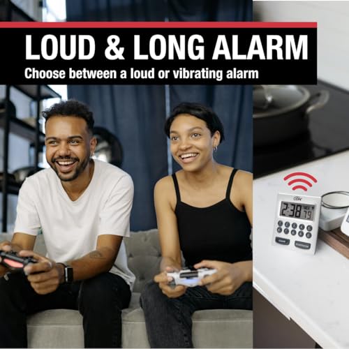 CDN Direct Entry 2- Alarm Digital Kitchen Timer | Counts Up & Down, 10 Hours by Hours, Minutes & Seconds, Big Digit, Loud & Long Audio/Vibrate Alarm, Stand, Hang, Magnet Mounting - TM30 - Image 5