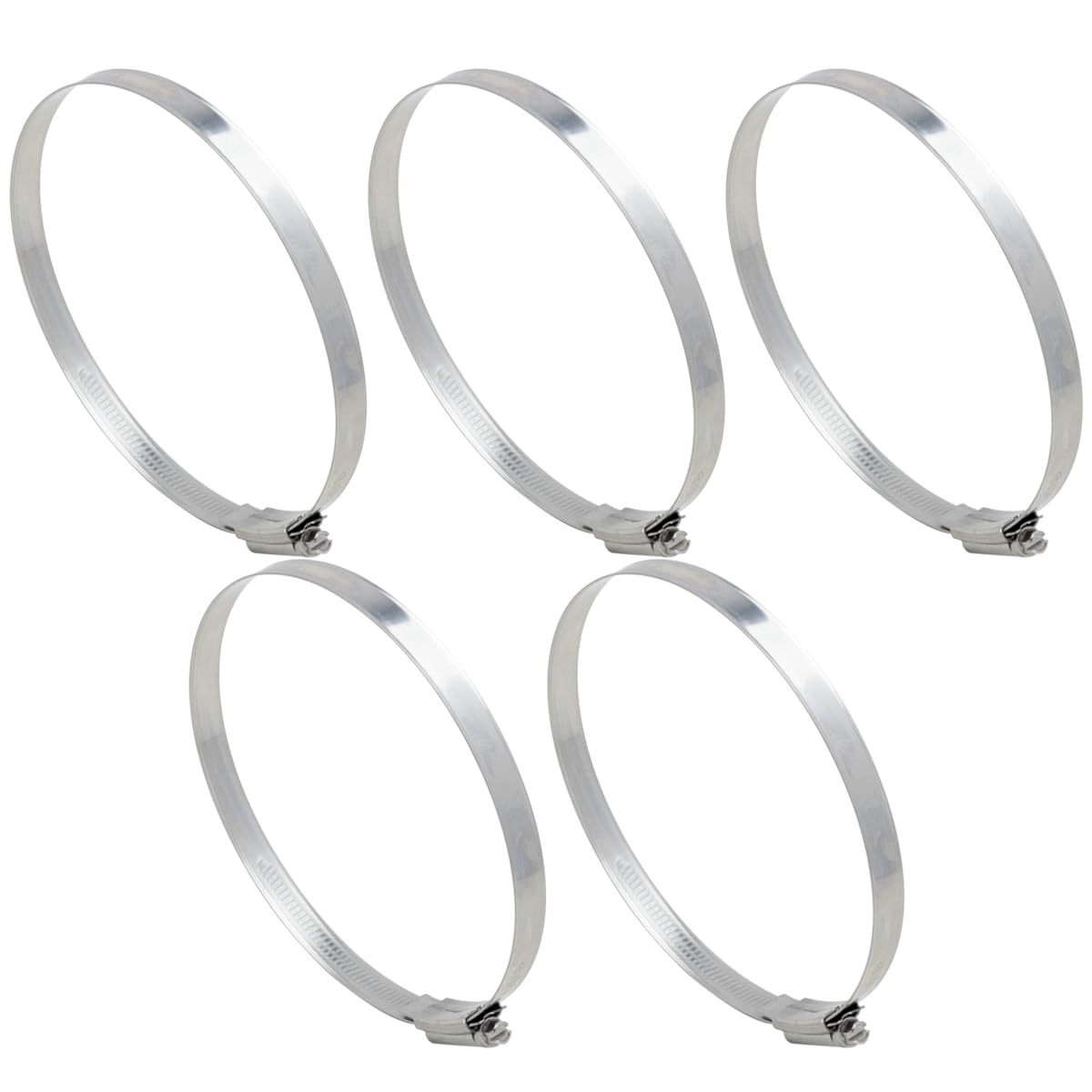 PYI 316L Stainless Steel Worm Drive Hose Clamp, 4.72"-5.51" (120-140mm), Non-Perforated, Rolled Edge, Pack of 10 Clamps