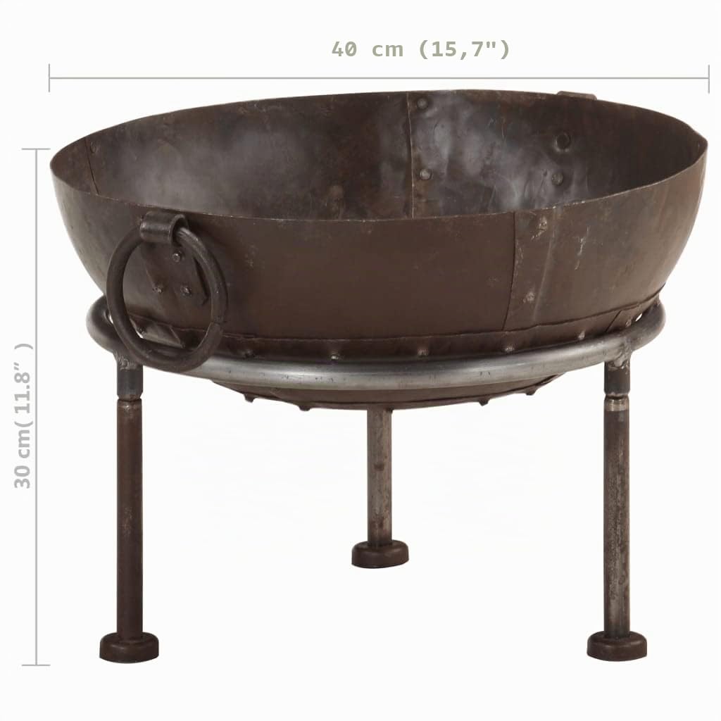 vidaXL Brasero Rústico Jardín Patio Terraza Balcón Exterior Cuenco Chimenea Fogata Hornillo Calentador Calefactor de Hierro Ø40 cm