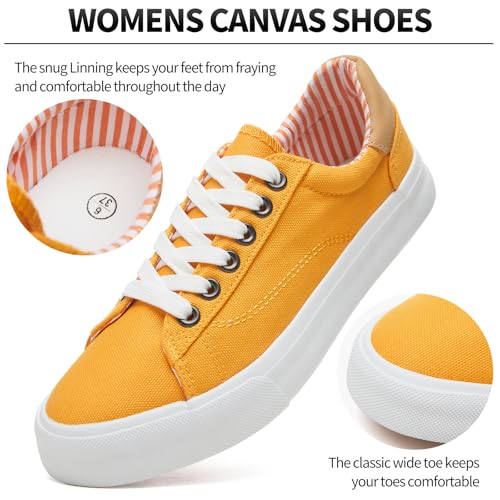 Iarus Women's Fashion Sneakers Low Top White Canvas Shoes for Womens Comfortable Breathable Lace-Up2