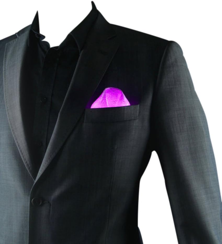 Silk Satin Patterned Glowing Pocket Square - Filigree Men Wedding Handkerchief