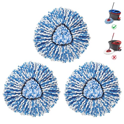 Image of BonusLife 3-Pack Mop Head for O-Ceda RinseClean Spin Mop Refill 2-Tank System Only Easy Cleaning Microfiber Replacement